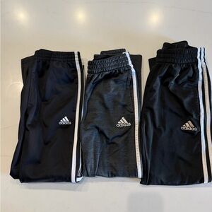 3pc Adidas Kids Black Gray Athletic Track Pants set lot bundle sz 7 8